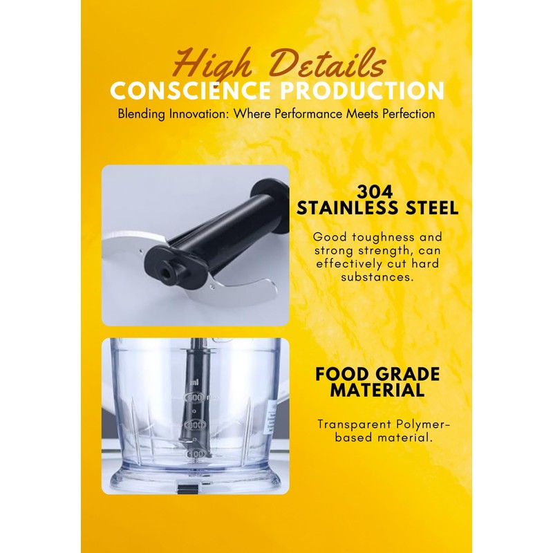 MegaWise 5-in-1 Immersion Hand Blender Set with Variable Speed, 400W,