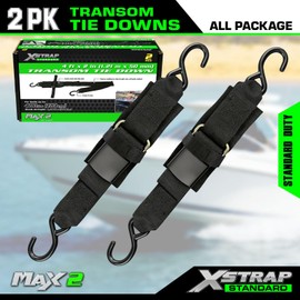 XSTRAP STANDARD Marine Boat Trailer 2" x 4' Trailer Transom Tie-Down Straps, 2PK