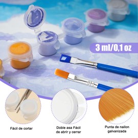 ZENITHX 20 Macetas de Pintura Vacías con Tapas y 20 Pintura Pinceles,3ml Mini Tazas de Pintura,Tiras Pintura Vacía Viene con Una Tapa,para Aulas, Escuelas,Pinturas