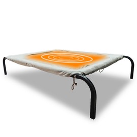 Elevated Dog Bed with Heating Covers Raised Dog Bed with Washable Breathable Mesh and Metal Frame, Portable Dog Cot Bed with No-Slip Feet for Outdoor and Indoor (36inch)
