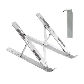 PLAXCON Compact Laptop Stand Ergonomic Aluminum Adjustable Laptop Stand for Desk Collapsible Heat Dissipating Notebook Holder