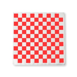 1000 Sheets of Red and White Checkered, Grease - Resistant, Basket Liners/Deli Paper with Round Labels
