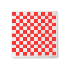 1000 Sheets of Red and White Checkered, Grease - Resistant, Basket Liners/Deli Paper with Round Labels