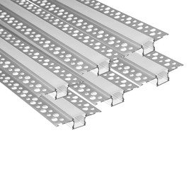 Besseto Plaster-in LED Aluminum Channel 6 Pack 6.6FT/2 Meter Plaster LED Light Strip Diffuser Channel, Trimless Recessed Drywall Aluminum LED Channel Profile for Wall and Ceiling with Milky Diffuser