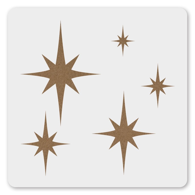 MAGJUCHE Abstract Stars Stencil 6 Inches, Reusable Starburst Stencil for