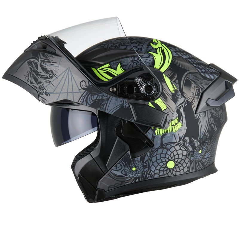 Full Face Motorcycle Helmet Dual Visor Sun Shield Flip up