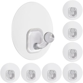 Uten Adhesive Hooks for Hanging 10 Pack, Heavy Duty Wall Hooks 11 lbs, Self Adhesive Waterproof Sticky Robe Towel Transparent Hooks for Home, Bathroom, Kitchen, Outdoor