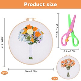 WZHHDM Embroidery Kit, 2PCS Embroidery Starter Kits, DIY Cross Stitch Stamped Embroidery Kits Including Fabric with Prints Threads Needles Hoop Instructions for Women Men