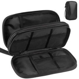 Teskyer Cable Organiser Bag, Portable Double Layer Travel Tech Pouch, Electronics Accessories Organiser Bag for Travel Essentials, Black