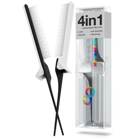 ColorBow Peine de clip de cola de rata (paquete de 2) peine alisador de pelo, peine de hierro plano, peine de alisado, herramientas de peinado para colorear el cabello, herramientas de corte y guía de hierro plano