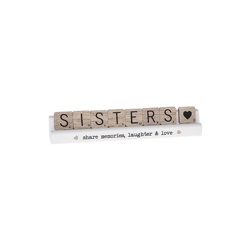 Scrabble Sentiments Sisters Share Everything Wooden Scrabble Table Plaque Gift