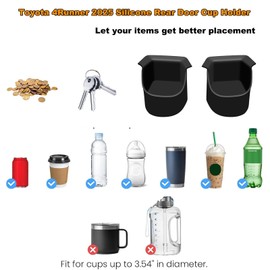 ZENGZJCX Rear Car Door Organizer Cup Holder Compatible with 2025 Toyota 4Runner Accessories Handle Storage Slot Pad Rear Door Organizer Doorknob Silicone Mat Storage Containers(2pcs)