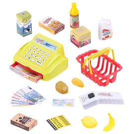 Playtastic Merchant Shop: 25 Piece Kids Grocery Shop Set, POS System, LED Light & Sound (Toy Kids Shop Set, Toy Shop Sets, Gift Ideas)