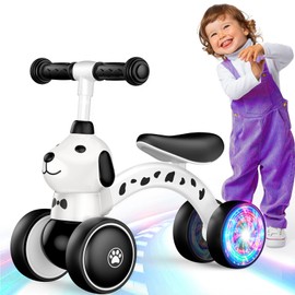 Baby Balance Bike Toys for 1 2 Year Old, Colorful Lighting Toddler Bike, First Birthday Xmas Gifts for 1 2 Year Old Boys Girls, 4 Silent Wheels, No Pedal, Safe for Kids 10-30 Months