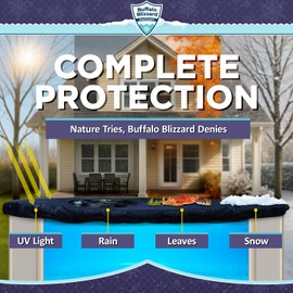 Buffalo Blizzard 28 ft Round Deluxe Plus Winter Cover for Above Ground Swimming Pools | Blue/Black | 4 ft Overlap & Wind Guard Clips Included for Secure Installation