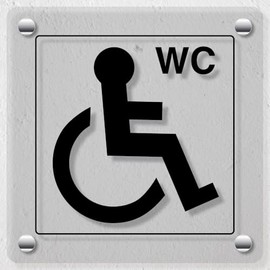 V Safety Disabled WC Symbol - 200 x 200 mm - Acrylic Perspex Cast Clear Safety Sign