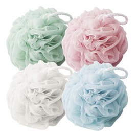 Shower Loofah Sponge for Men Women Body Scrubber Bath Sponge with Hanging Rope Exfoliating Shower Pouf Dense Mesh,Rich Lather(4-Pack)