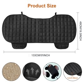 Rear Car Seat Mat,Universal Car Rear Seat Covers with Pockets,Bench Car Seat Cover Non-Slide Winter Pad,Auto Seat Protector Flocking Cloth Covers,Rear Car Seat Cover for Most 5-Seats Vehicle