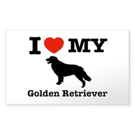 CafePress I Love My Golden Retriever Rectangle Sticker Rectangle Bumper Sticker Car Decal