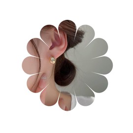 Allereya Vintage Small Bean Stud Earrings Chunky Gold Earrings Gold C Shape Earrings Gold Minimal Earrings Jewelry for Women and Girls (Gold)