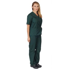 Women's Scrub Set - Medical Scrub Top and Pant, Dark Hunter Green, XX-Large