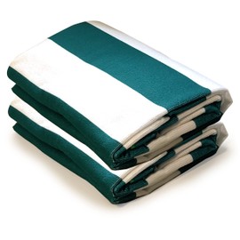 allgala BT81242 - Toalla de playa de microfibra con diseño de rayas de cabaña de 40 x 70 pulgadas, color turquesa