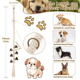 Dog Doorbells for Door Potty Training Adjustable Hanging Door Bell for Dog Training Cotton Handwoven Dogs Doorbell for Small Medium Large Dogs (Beige)