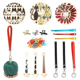 LAMHIMD 3 Pcs Wrist Yarn Holders, Wooden Yarn Ball Holders, Portable Yarn Holders with Leather Wristband for Crocheting, Yarn Spinners are Gift for Crochet Lover