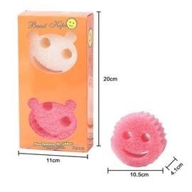 JZS Non-Scratch Scrub Sponges, Sponges for Cleaning Kitchen, Bathroom,Non-Scratch Sponges Safe for Non-Stick Cookware,with FlexTexture Firm and Soft Design,Dishwashing Safe,4 Pack,Pink and Beige