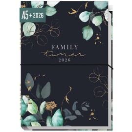 Häfft® Family-Timer 2026 A5+ "Moonlight Blossoms" Family Calendar for 4 People, Family Planner 12 Months: Jan to Dec 26, Family Organiser - Sustainable & Climate Friendly