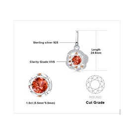 JewelryPalace Pizza Round Cut 2.4 ct Created Orange Sapphire Earrings Silver 925 Women's Jewellery Set, Earrings Silver Gemstone Girls, Fashion Jewellery Hoop Earrings Silver with Stone Gift for