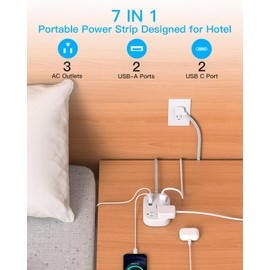 Cruise Essentials 2025,One Beat Travel Power Strip with USB C,Flat Plug Extension Cord with 3 Outlets 4 USB Ports(2 USB C),3 ft Desk Wall Outlet Extender,Non Surge Protector for Cruise,Dorm Room,ETL