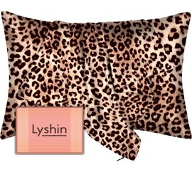 Mulberry Silk Pillow Cases Standard Size with Hidden Zipper, Ultra Smooth and Soft Breathable Cooling Silk Satin Pillowcase for Hair and Skin, Gifts for Women Men (Leopard Brown, 20x26 Inches, 1 Pack)