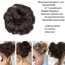 Messy Bun Hair Piece 1 Pcs Synthetic Hair Chignons Scrunchies Curly Fluffy Hair Buns for Women Donut Updo Ponytail Hair Pieces Bun