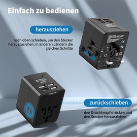 Travel Adaptor Worldwide, Universal Travel Plug with 6 AC Socket, 3.5 A USB Smart Output, 3 USB A + Type C International Socket Adapter