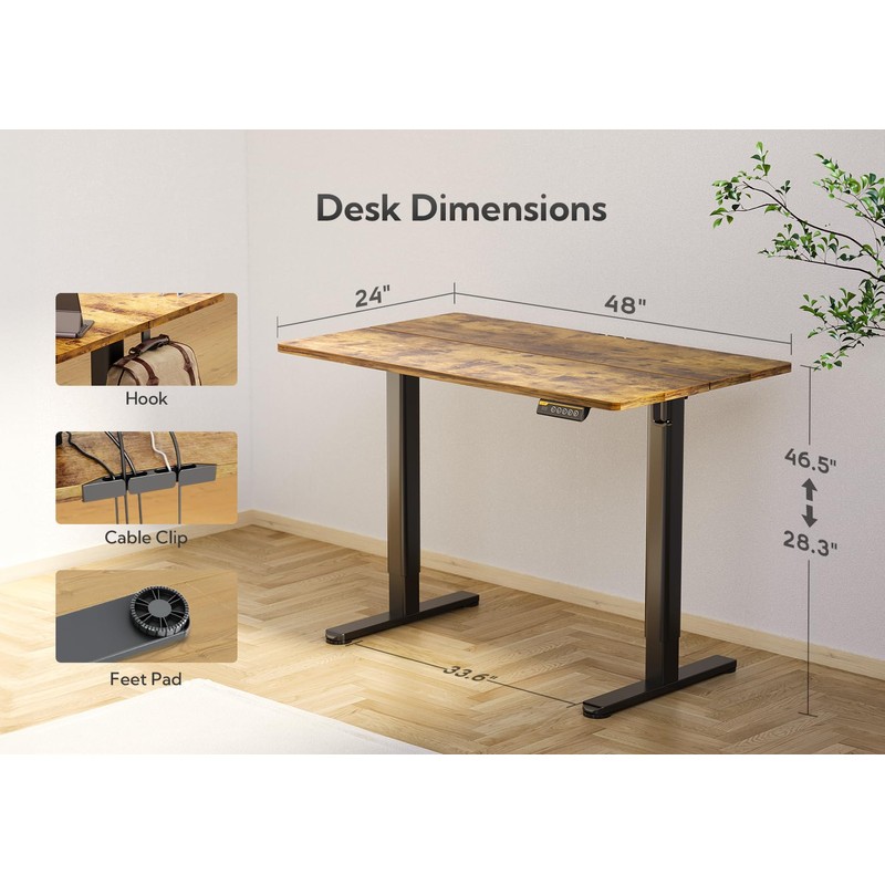 Claiks Electric Standing Desk, Adjustable Height Stand up Desk, 24x48