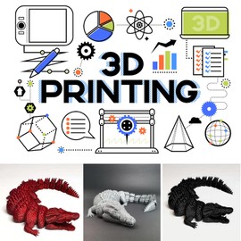 3D Printed Toys Crocodile Toy/Dragon Ornament, Relief Anxiety Crocodile Action Figures, 3D Printer Rotatable and Poseable Articulated Crocodile/Dragon Toys for Adults (13in-Purple)