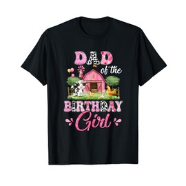 Dad Of The Birthday Girl 1St Birthday Cow Farm Family T-Shirt
