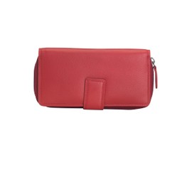 Josephine Osthoff Bremen Compact Genuine Leather Wallet with RFID Protection, cherry, coin purse
