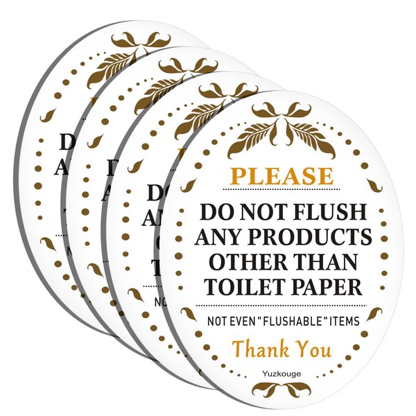 4 Pack Do Not Flush Sign, 5” x 4” Thick