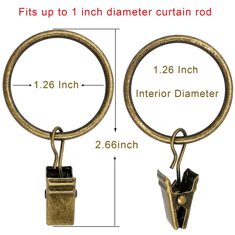 LLPJS 100 Pack Curtain Rings with Clips, Curtain Clip Rings