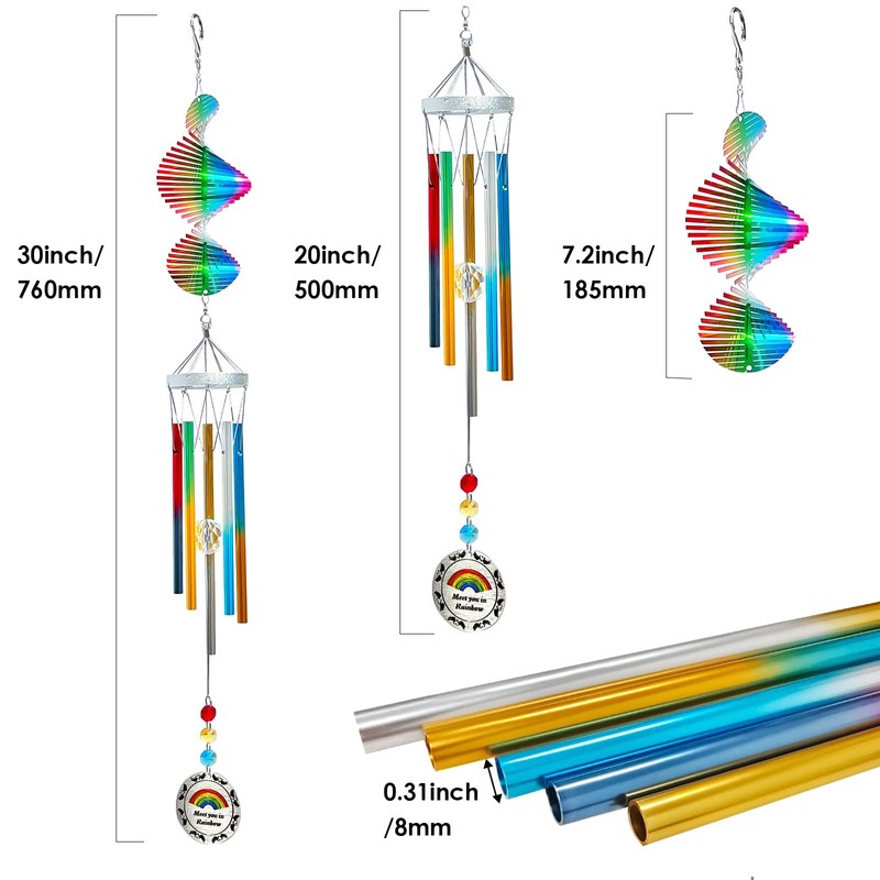 Aoedelyart - Campanas de viento de arco iris para exteriores