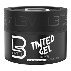 L3VEL3 Tinted Gel - Cobertura Total para Cabello Canoso - Suma Volumen, Textura y Brillo - Fórmula sin Caspa - Intensifica el Color - fórmula Semi Permanente - Se Lava con Facilidad - Negro - 250 ml