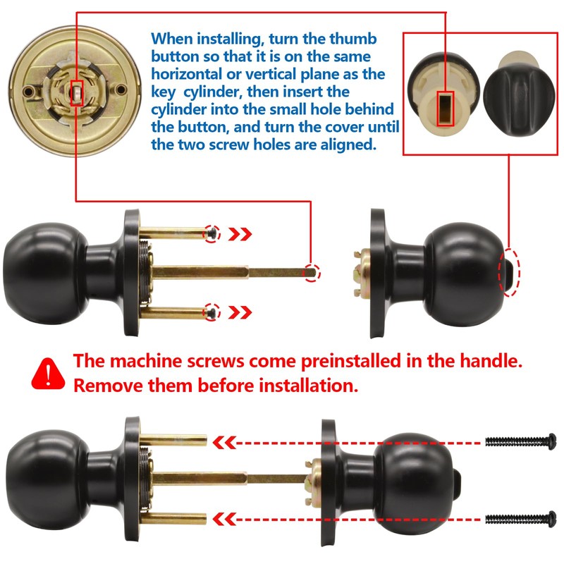 TPard 5" Backset Latch Keyed Entry Door Knob with Lock