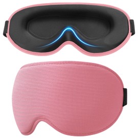 Gritin 100% Blackout Sleep Mask for Women & Men-Zero Eye Pressure Eye Mask for Side Sleepers, 3D Cutout Eye Movement Friendly, Ultra Soft & Comfortable Blindfold-Ear Plugs Included-Pink