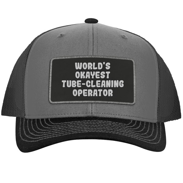 World's Okayest Tube-Cleaning Operator - Leather Black Patch Engraved Trucker