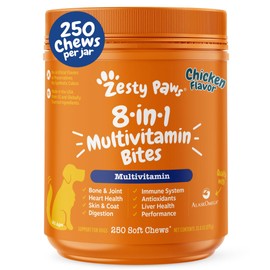 Zesty Paws Zesty Paws Dog Multivitamin, Chewable Dog Vitamins and Supplements for Hip & Joints, Skin & Coat, Omega 3 Fish Oil for Dogs- Senior & Puppy Multivitamin - Chicken- 250ct