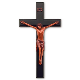 SHERMAN Large Black Solid Mahogany Crucifix