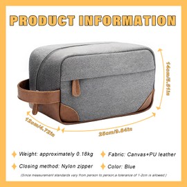 Stylish Men’s Toiletry Bag – PU Leather Base & Canvas Top, Smart Organiser for Travel & Daily Use (Grey)