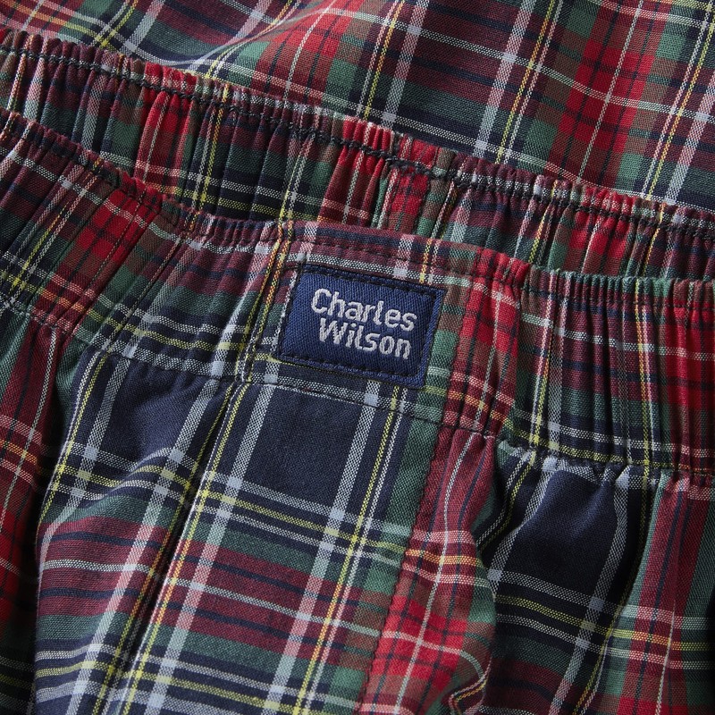 Charles Wilson 6 Pack Woven Boxer Shorts (S, Tartan Check